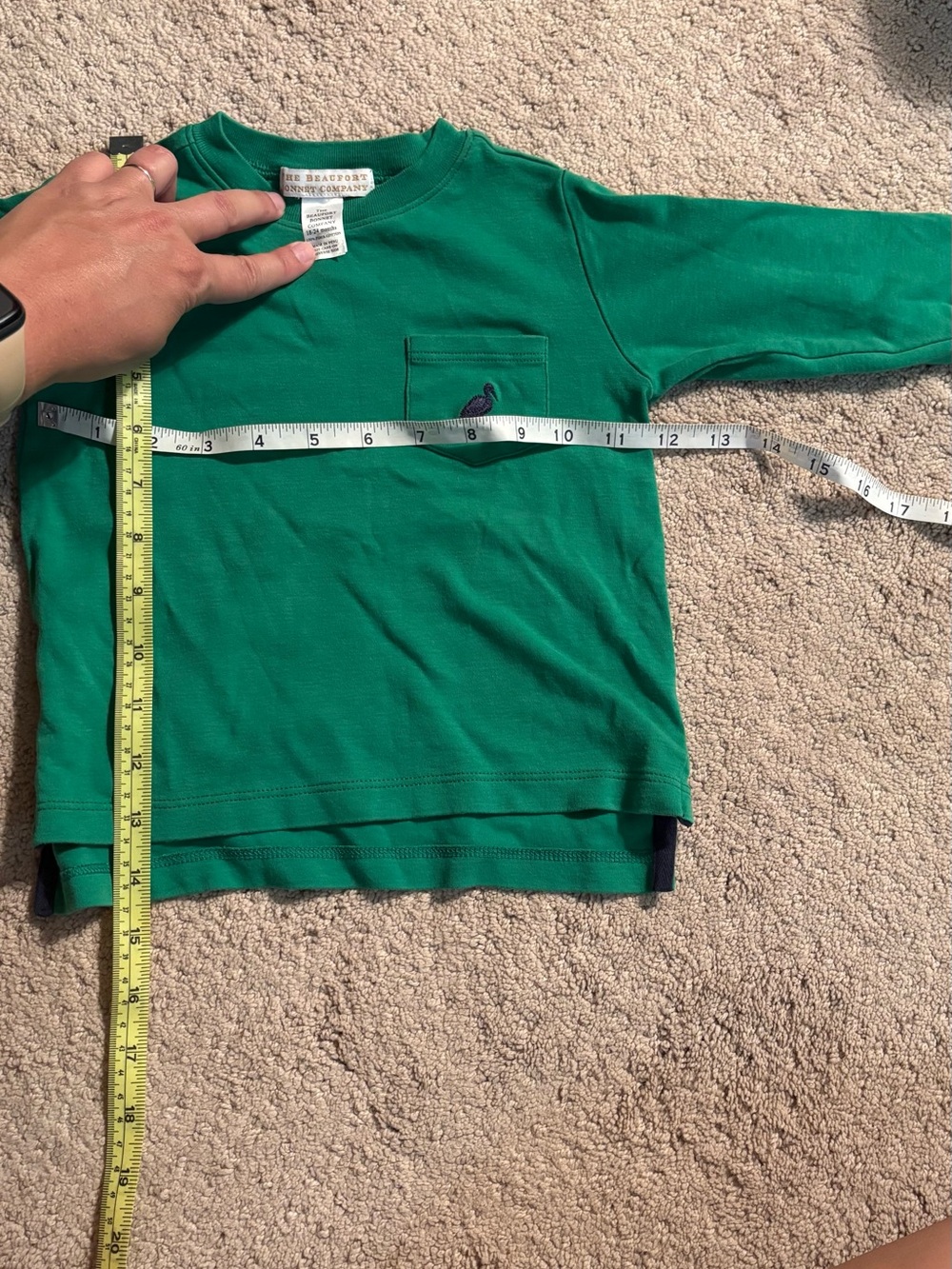 The Beaufort Bonnet Company Green Long Sleeve Pocket Tee